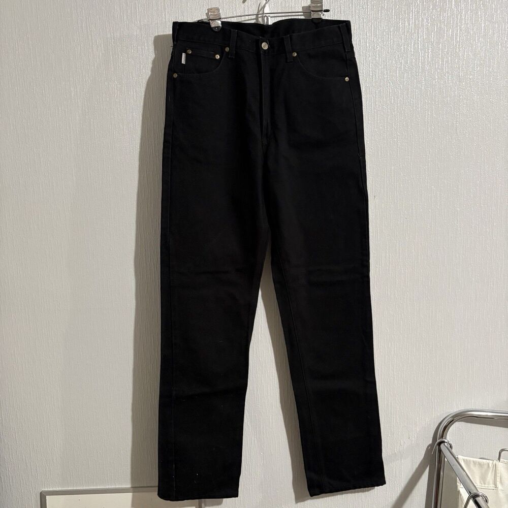 Vintage Carhartt Work Pants Black Canvas 100% Cotton Heavy Duty 34 X 36